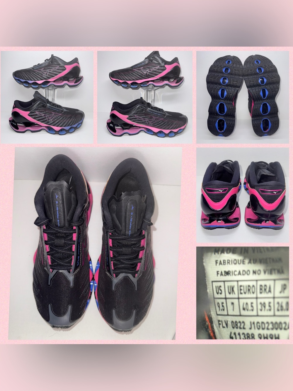MIZUNO WAVE PROPHECY 12 Black Sneakers with Pink and Blue Accents